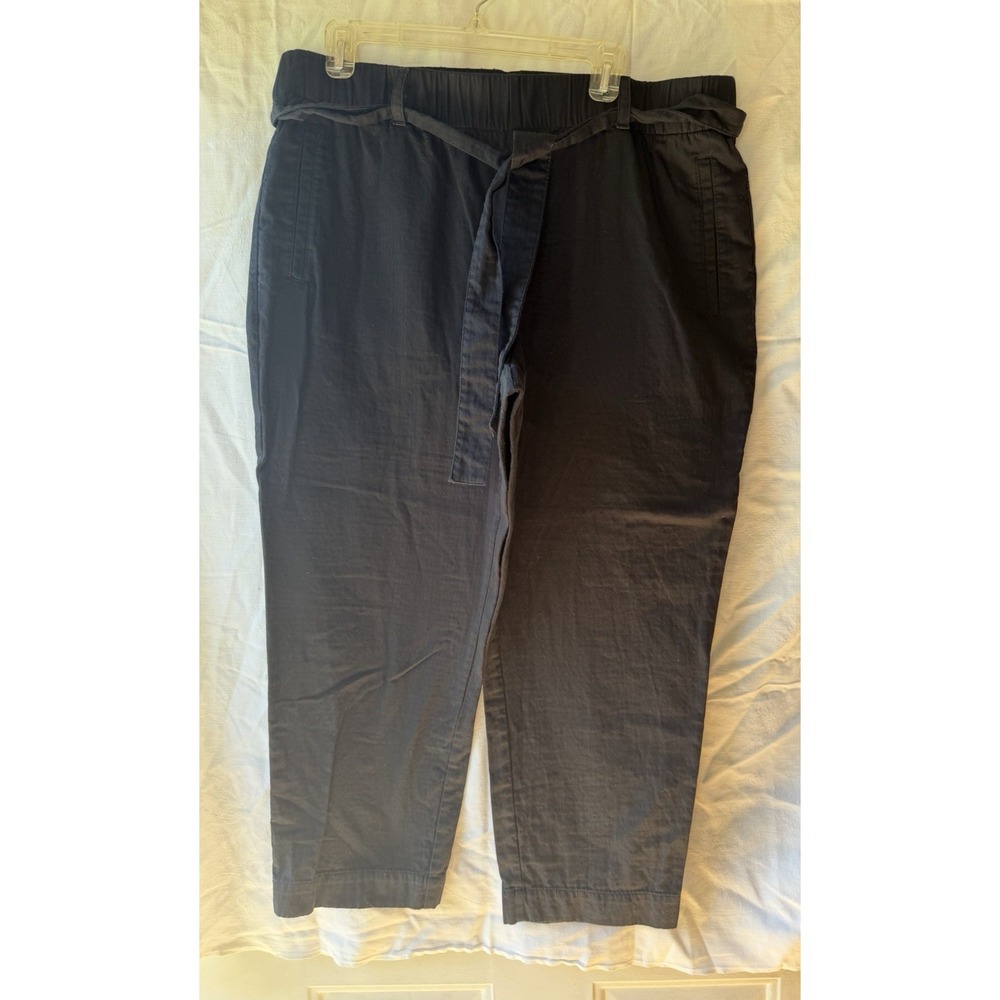 LOFT Outlet Pants Womens XL Black Elastic Tie Waist 100% Cotton‎ Pockets
